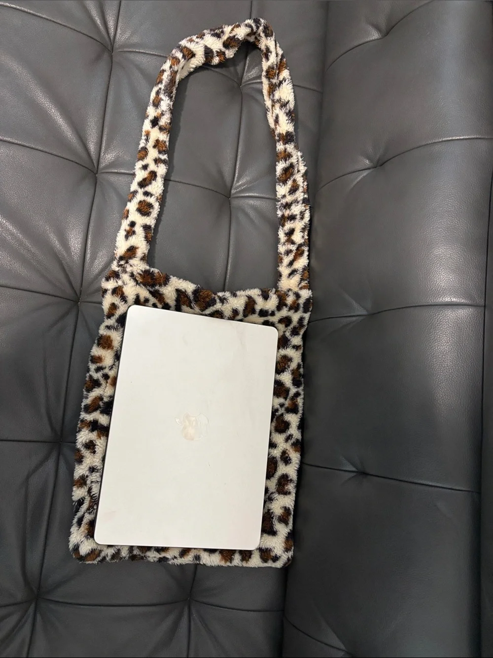 Leopard Faux Fur Shoulder Bag - Cream/Brown